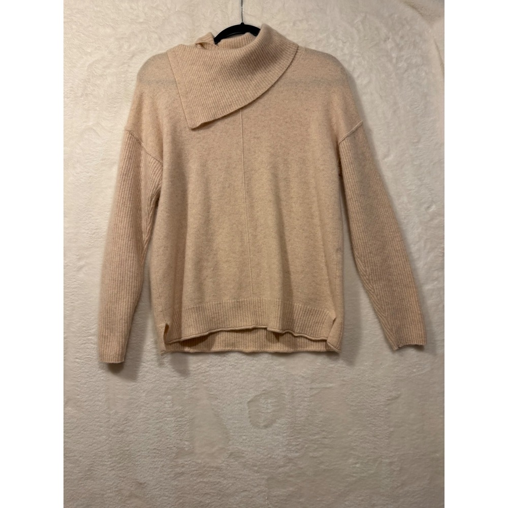 Sundance 100% Cashmere Asymmetrical Turtleneck Sweater Peach Pink RN106205